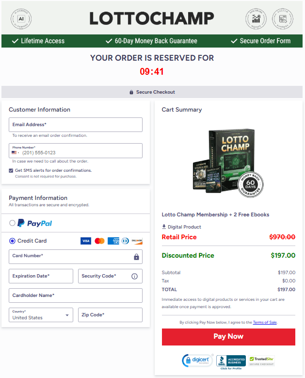 LottoChamp-order-page